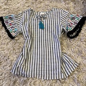 Stripped Embroidered Top